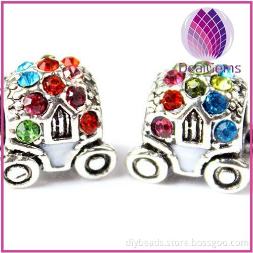 mixed colors mini car design crystal 13x11mm alloy beads